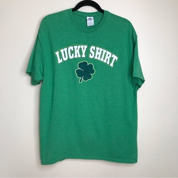 Delta Pro Weight Lucky Shirt Four Leaf Clover Green T Shirt Unisex Size Large - Picture 10 of 10